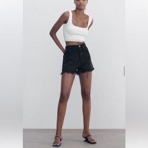 Zara Blue & Black Jean Shorts